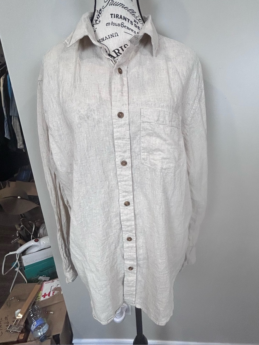 Old‎ Navy Linen Blend Button Front Shirt Natural Beige Men’s Large